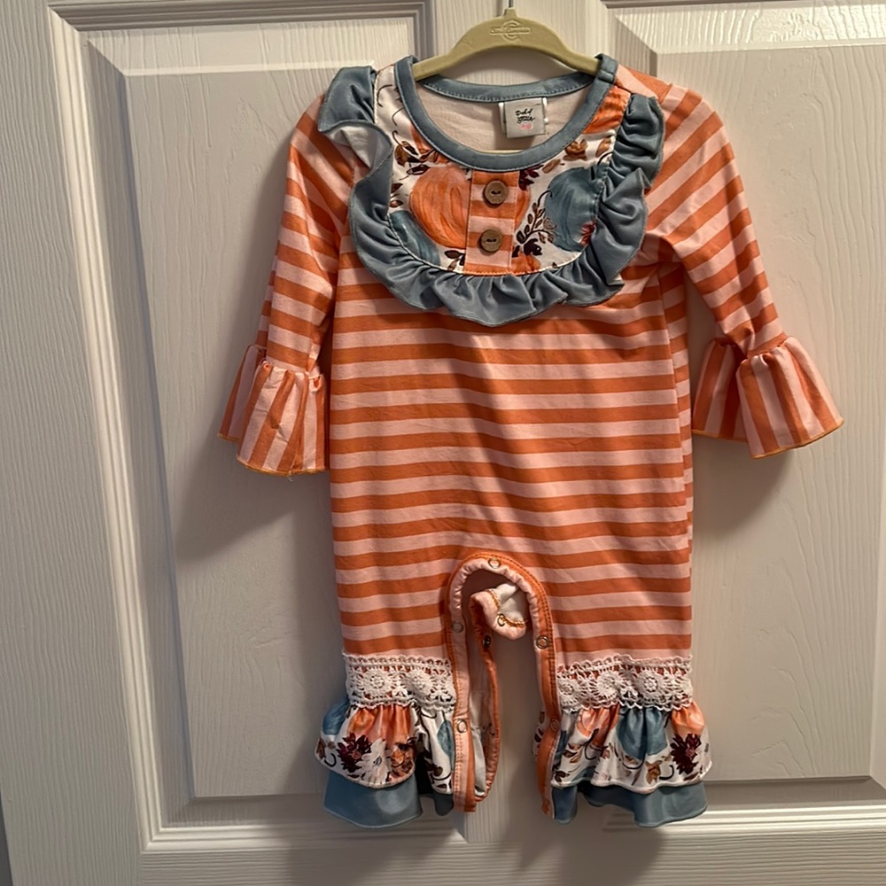 Fall Pumpkin Romper 3/6M